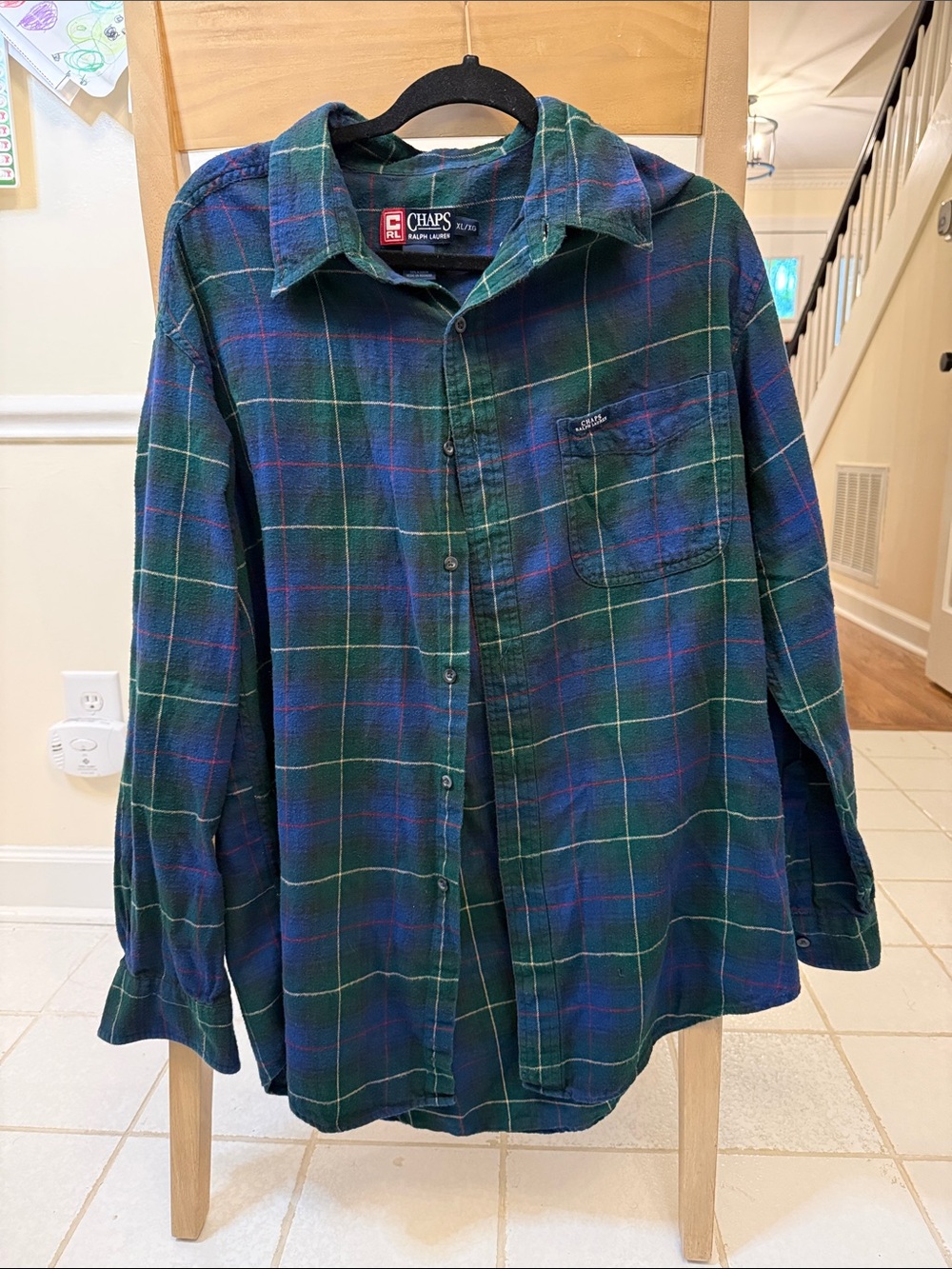 vintage Chaps Ralph Lauren Green & Blue Plaid Button-Down Shirt